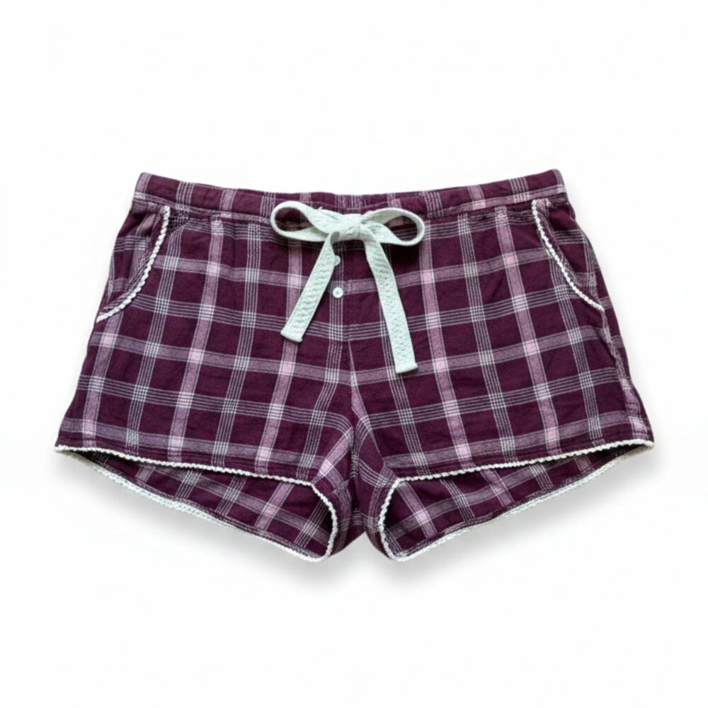 COUPE ESSENTIAL - Pink burgundy - Plaid Boxer Short Sleeping wear - large